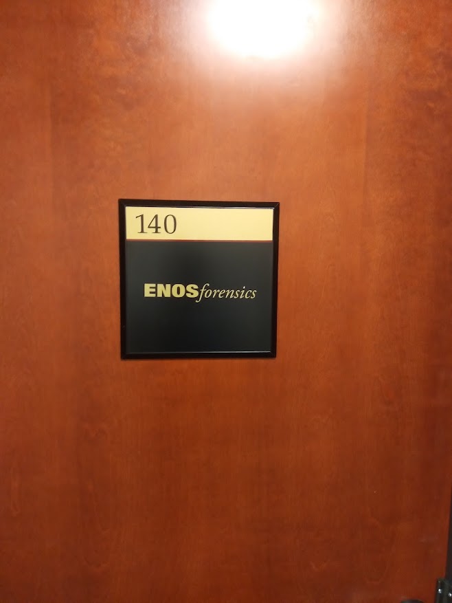 Custom office indoor sign for Enos by 4 Directions Signs & Graphics